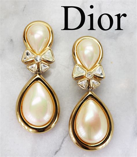 dior earrings pearl|christian dior vintage pearl earrings.